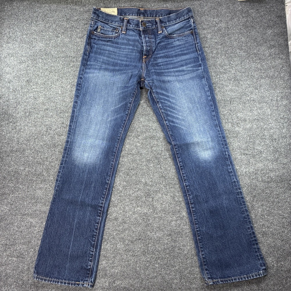 Abercrombie & Fitch Jeans Mens 32x34 Blue Bootcut Denim Button Fly Medium Wash
